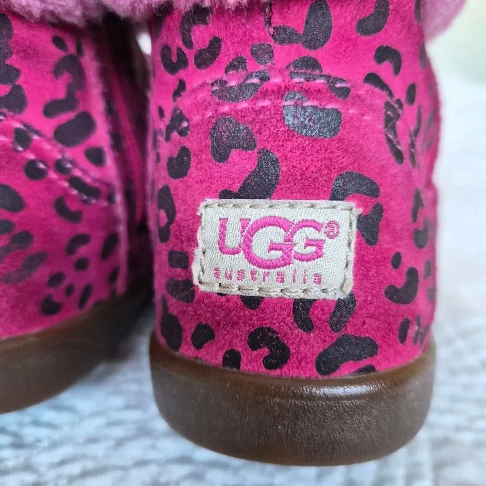 GUC Ugg Jorie Boot Cheetah Pink Metallic Lined Sherling Boot Girls 9
